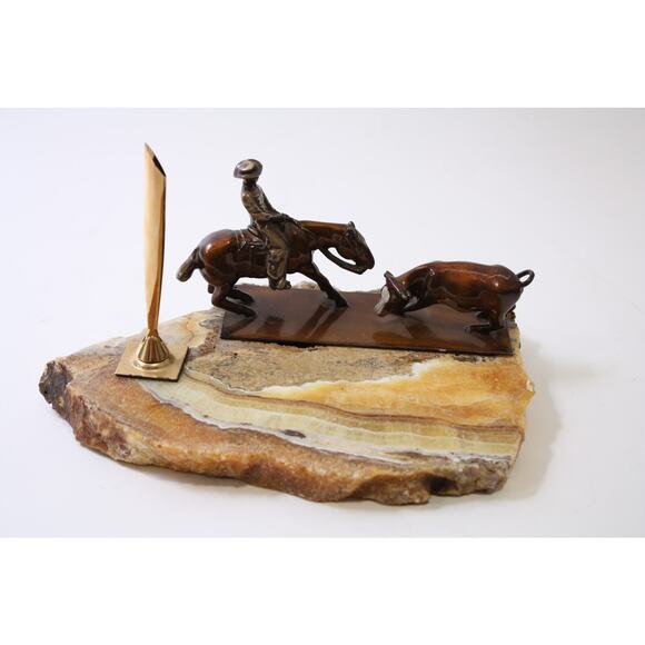 Western, Desktop Pen Stand, Cutting Horse and Calf, Office, ~ 250507-WH 232